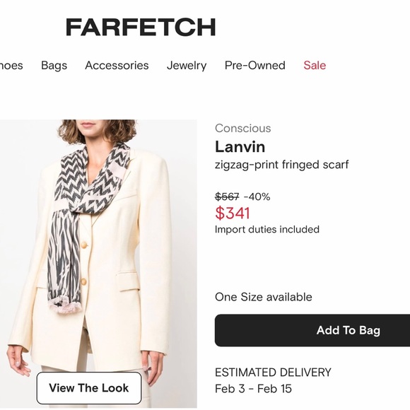 AUTHENTIC BNWOT LANVIN SCARF - Picture 12 of 12